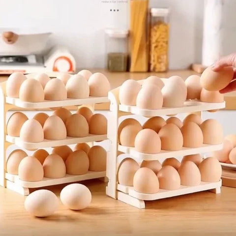 3 Layer Folding Egg Tray 24 Grid Foldable Egg Holder Storage Rack