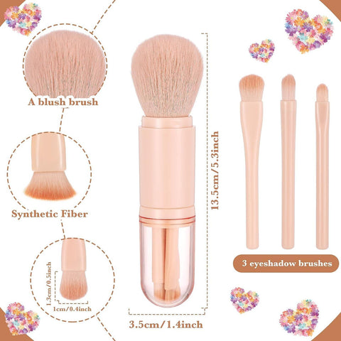 4 in 1 Traveling Beauty Make up Brushes | Portable, Lightweight, & Cosmetic