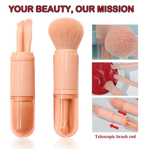 4 in 1 Traveling Beauty Make up Brushes | Portable, Lightweight, & Cosmetic