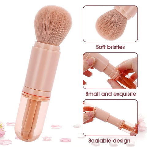 4 in 1 Traveling Beauty Make up Brushes | Portable, Lightweight, & Cosmetic